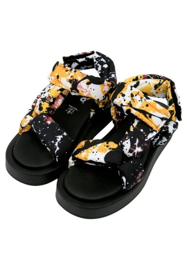 Women Vegan Multicolor Wedge Sandals - Colors of Chaos Design - 