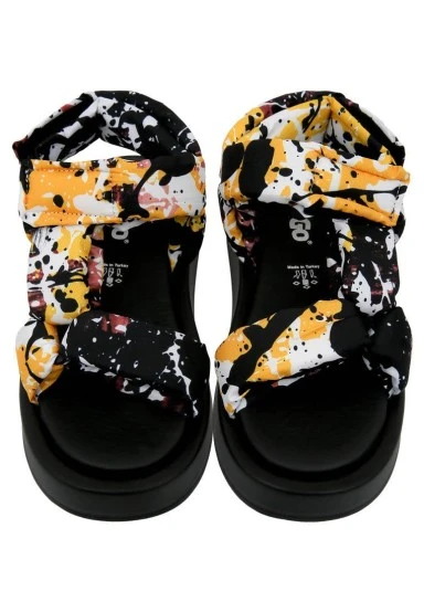 Women Vegan Multicolor Wedge Sandals - Colors of Chaos Design - 