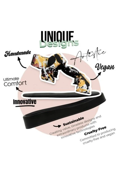 Women Vegan Multicolor Wedge Sandals - Colors of Chaos Design - 