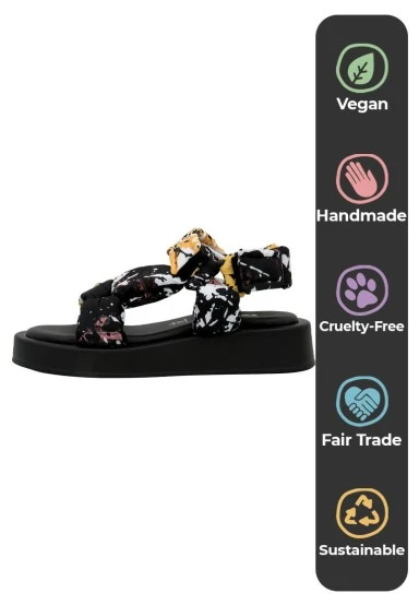 Women Vegan Multicolor Wedge Sandals - Colors of Chaos Design - 