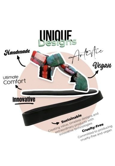 Women Vegan Multicolor Wedge Sandals - Grass and Sea Design - 