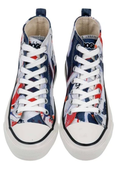 Women Vegan Navy High Sneakers - Swan and Raven Design - 