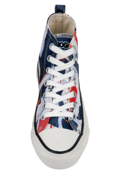 Women Vegan Navy High Sneakers - Swan and Raven Design - 
