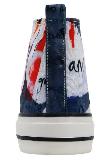 Women Vegan Navy High Sneakers - Swan and Raven Design - 