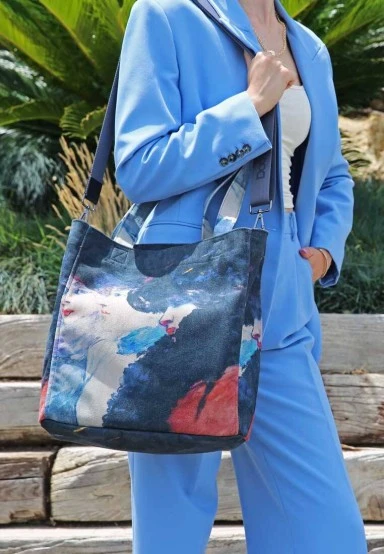 Women Vegan Navy Large Tote Bag - Ladies Design - 