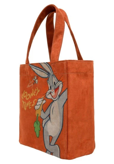 Women Vegan Orange Large Tote Bag - Warner Bros Red Hot Bunny Design - 
