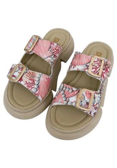 Women Vegan Orange Slippers - Pearl Of Sea Design - 