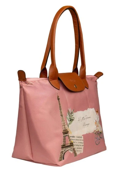 Women Vegan Pink Large Purse - A Little Paris Always Design - 