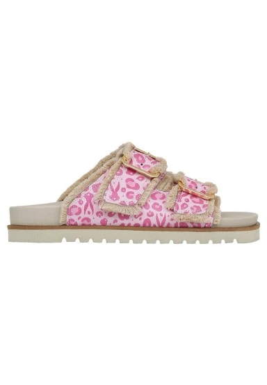 Women Vegan Pink Leopard Slippers - Warner Bros Looney Tunes Bugs Bunny Pink Leopard Bunny Design - 