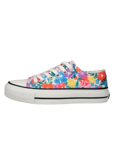 Women Vegan Pink Sneakers - Floral Design - 