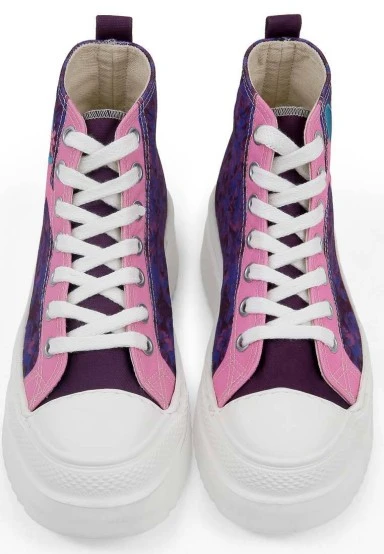 Women Vegan Multicolor Platform High Sneakers - Lady Fluff Hug Design - 