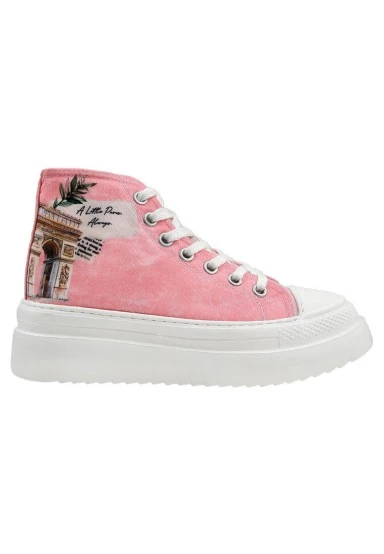 Women Vegan Pink Platform High Sneakers - A Little Paris Always Design - 