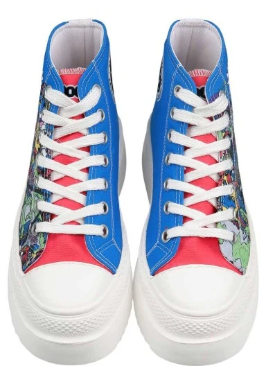 Women Vegan Multicolor Platform High Sneakers - Warner Bros DC Villains Design - 