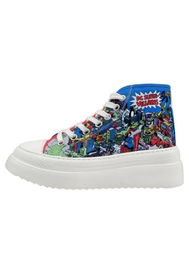 Women Vegan Multicolor Platform High Sneakers - Warner Bros DC Villains Design - 