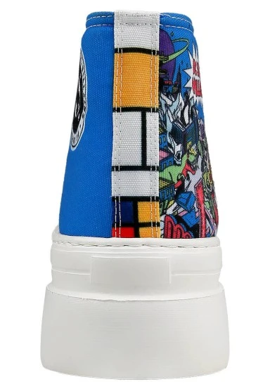 Women Vegan Multicolor Platform High Sneakers - Warner Bros DC Villains Design - 