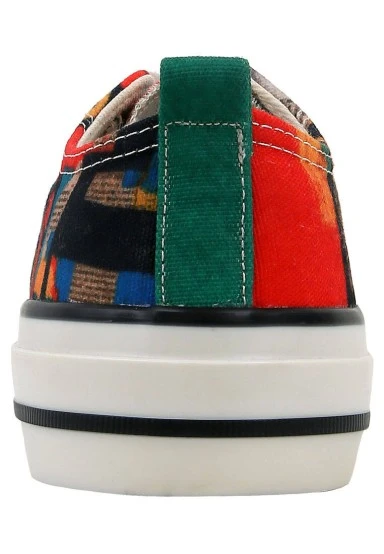 Women Vegan Red Sneakers - Mad Face Design - 