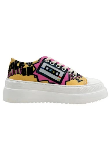 Women Vegan White Platform Sneakers - Rock On Design - 