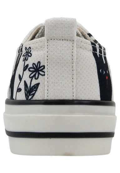 Women Vegan White Sneakers - Line of Rabbits Design - 