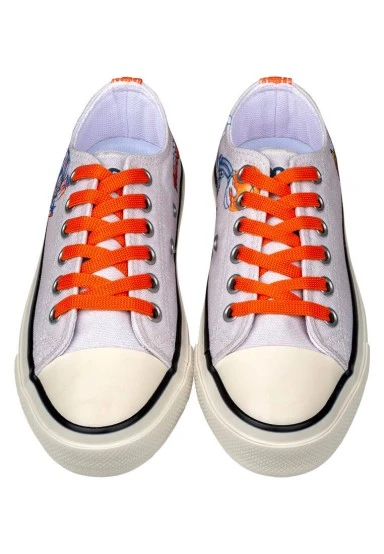 Women Vegan White Sneakers - Looney Tunes Bugs Bunny Space Jam Design - 