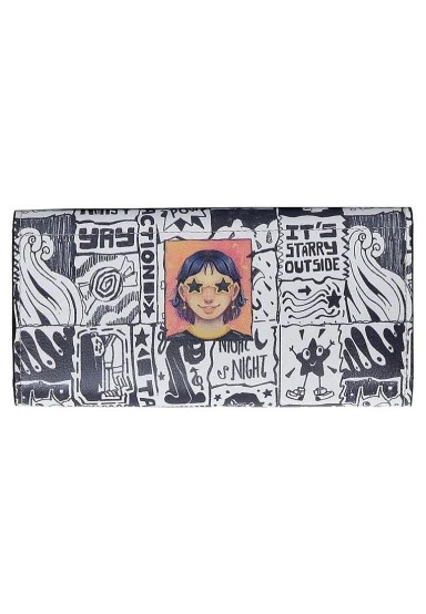 Women White Wallet - Star Girl Design - 