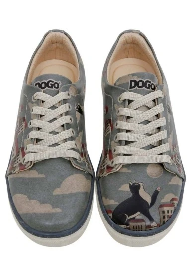 Kadın Vegan Deri Mavi Sneakers - Over the Moon Tasarım - 