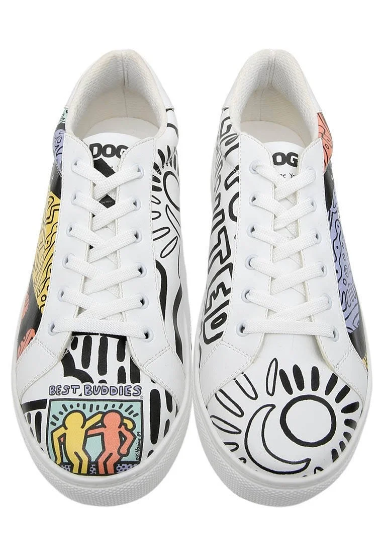 Best Buddies x Dogo Erkek Vegan Deri Beyaz Sneakers - The World Is You Tasarım