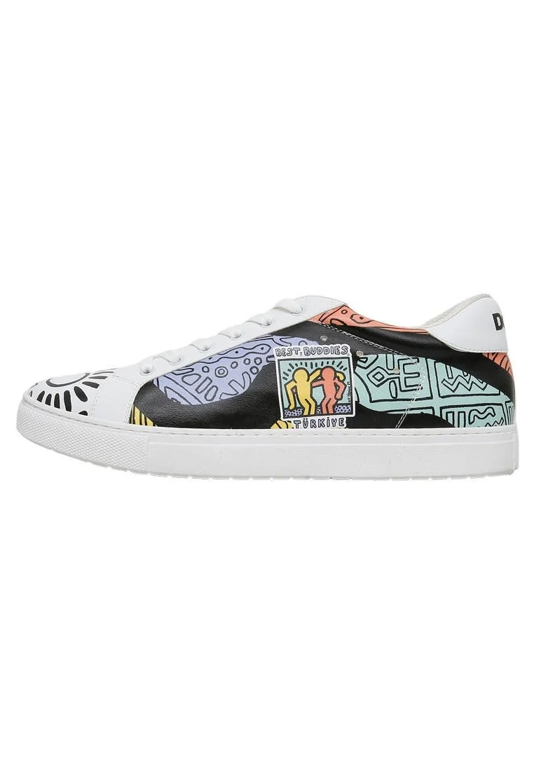 Best Buddies x Dogo Erkek Vegan Deri Beyaz Sneakers - The World Is You Tasarım