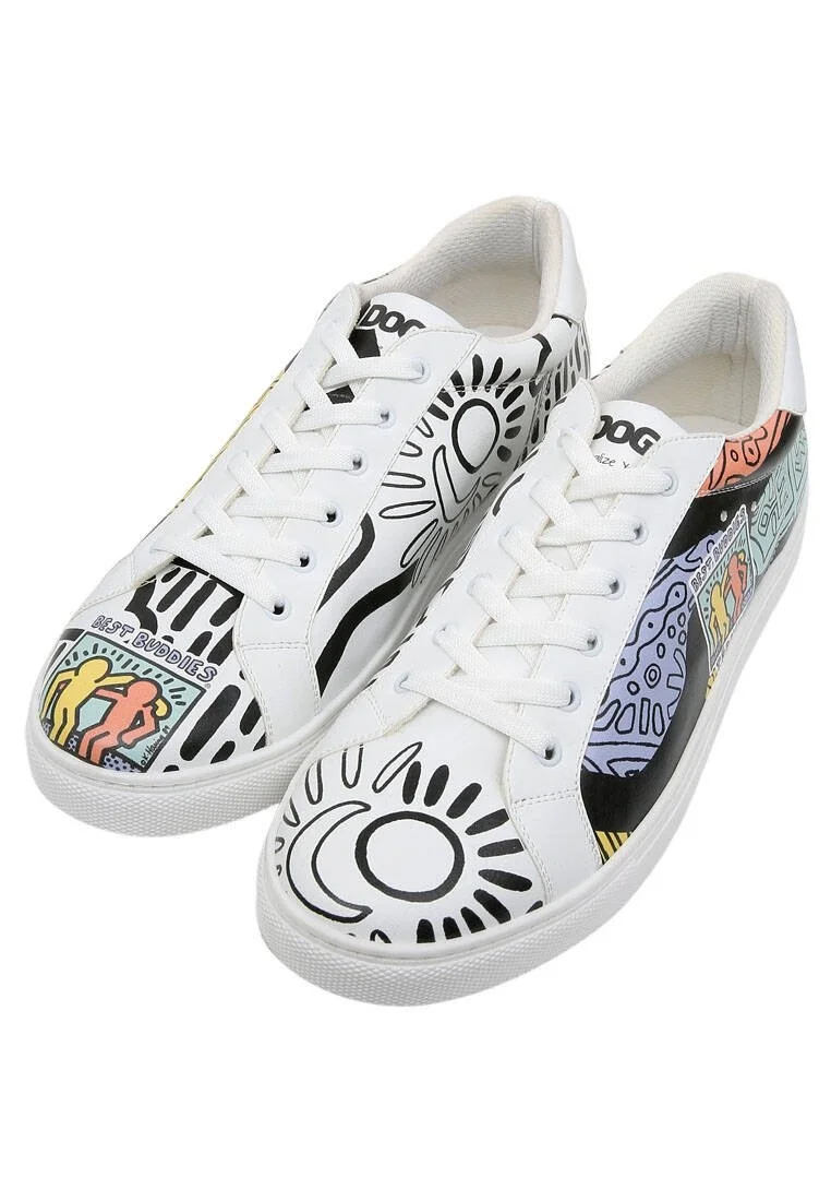 Best Buddies x Dogo Kadın Vegan Deri Beyaz Sneakers - The World Is You Tasarım
