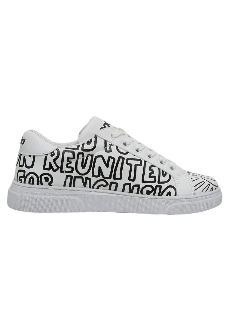 Best Buddies x Dogo Kadın Vegan Deri Beyaz Sneakers - The World Is You Tasarım