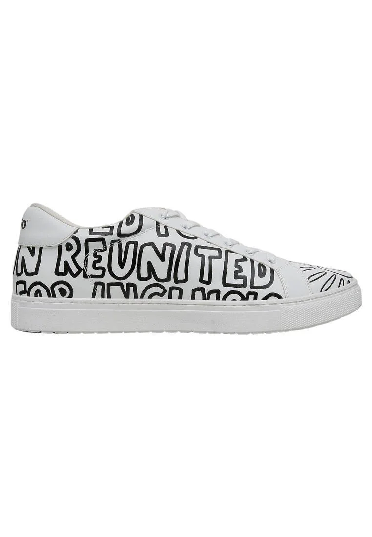 Best Buddies x Dogo Men Vegan Leather White Sneakers - The World Is You Design