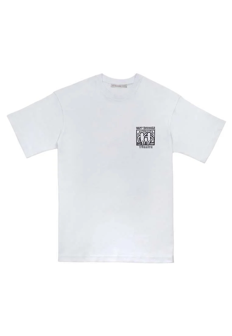Best Buddies x Dogo Unisex Vegan Beyaz T-Shirt - Faces Tasarım