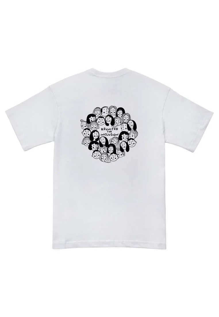 Best Buddies x Dogo Unisex Vegan Beyaz T-Shirt - Faces Tasarım