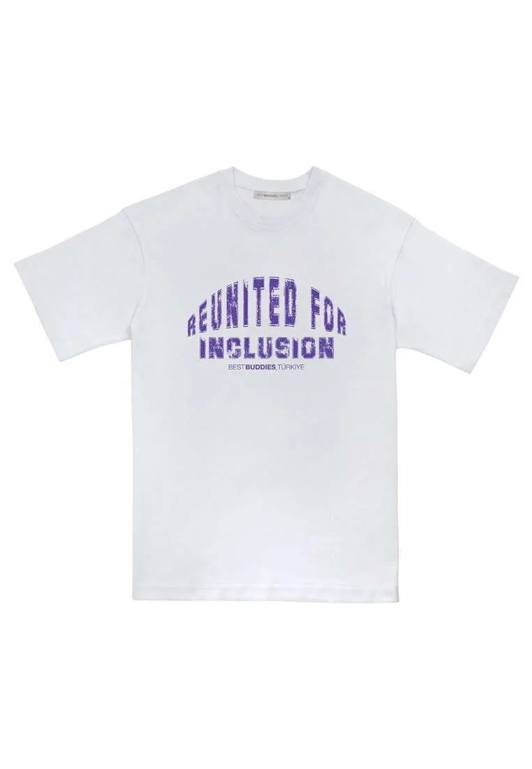 Best Buddies x Dogo Unisex Vegan Beyaz T-Shirt - Reunited for Inclusion Tasarım