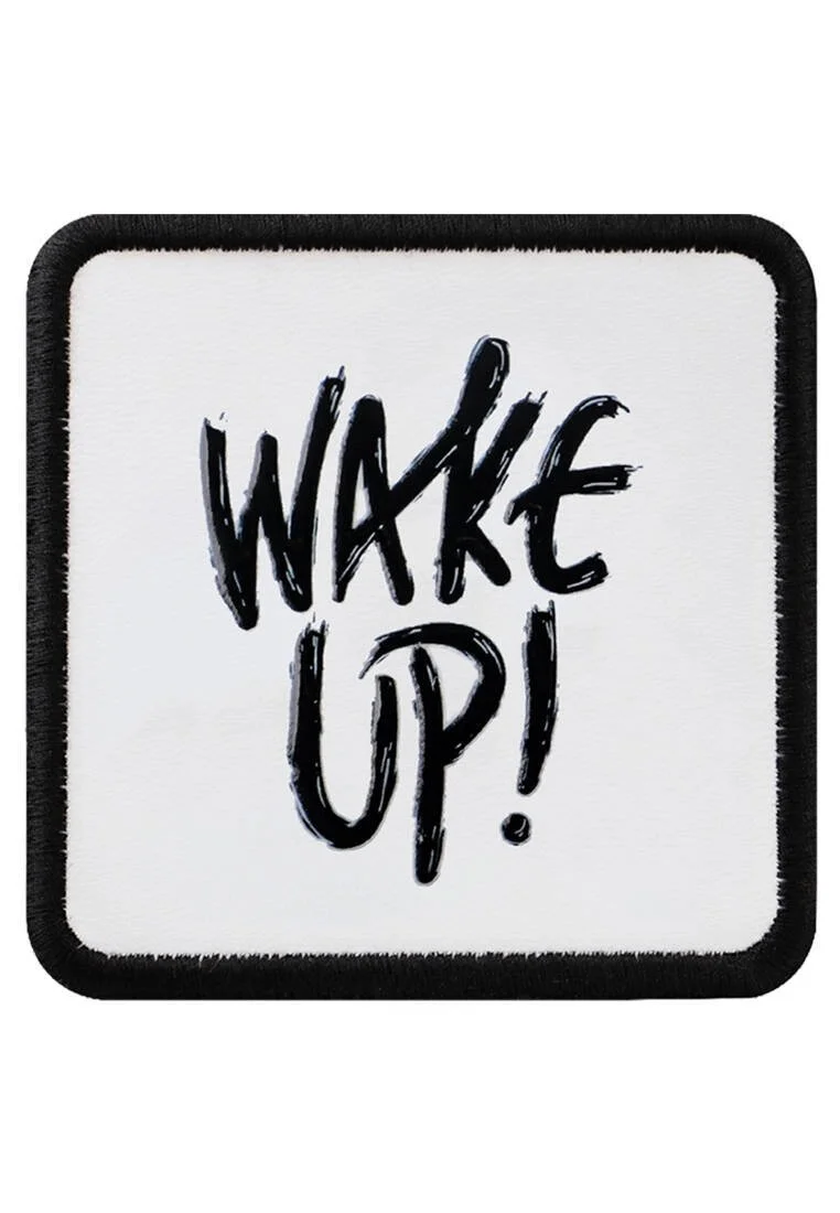 Unisex Blanc Casquette Patch Amovible- Wake Up! Blanc Motif