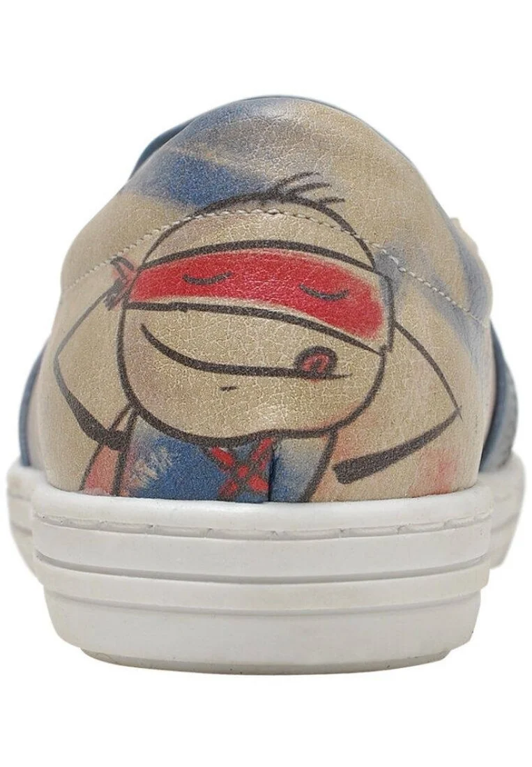 Çocuk Vegan Deri Bej Bağcıksız Sneakers - Superhero Boys Tasarım