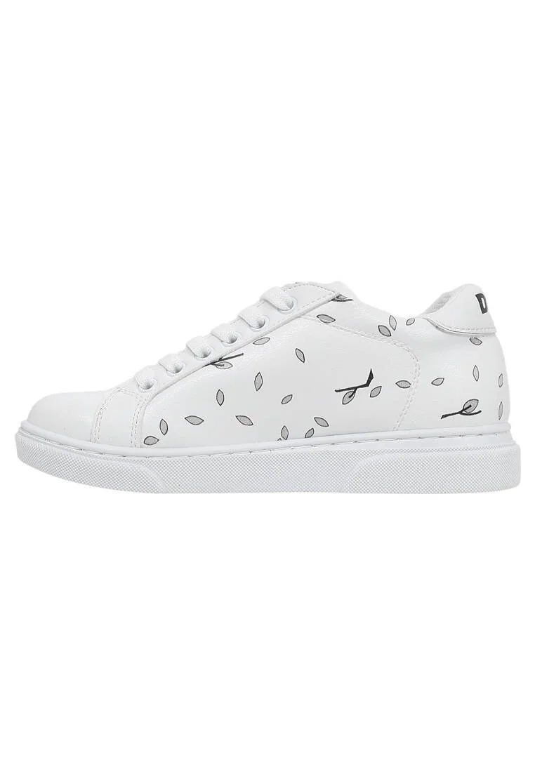 Çocuk Vegan Deri Beyaz Günlük Sneakers - Lemur Tasarım