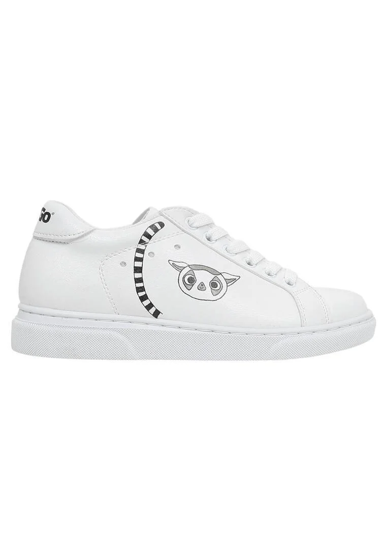 Çocuk Vegan Deri Beyaz Günlük Sneakers - Lemur Tasarım