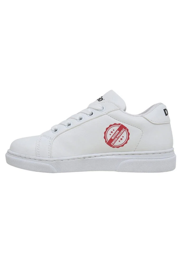 Unisex Çocuk Vegan Deri Beyaz Sneakers - Mission Cheese Possible Tasarım