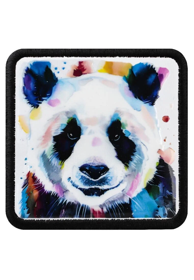 Unisex Çok Renkli Değiştirilebilir Şapka Sticker - Panda Portrait Tasarım