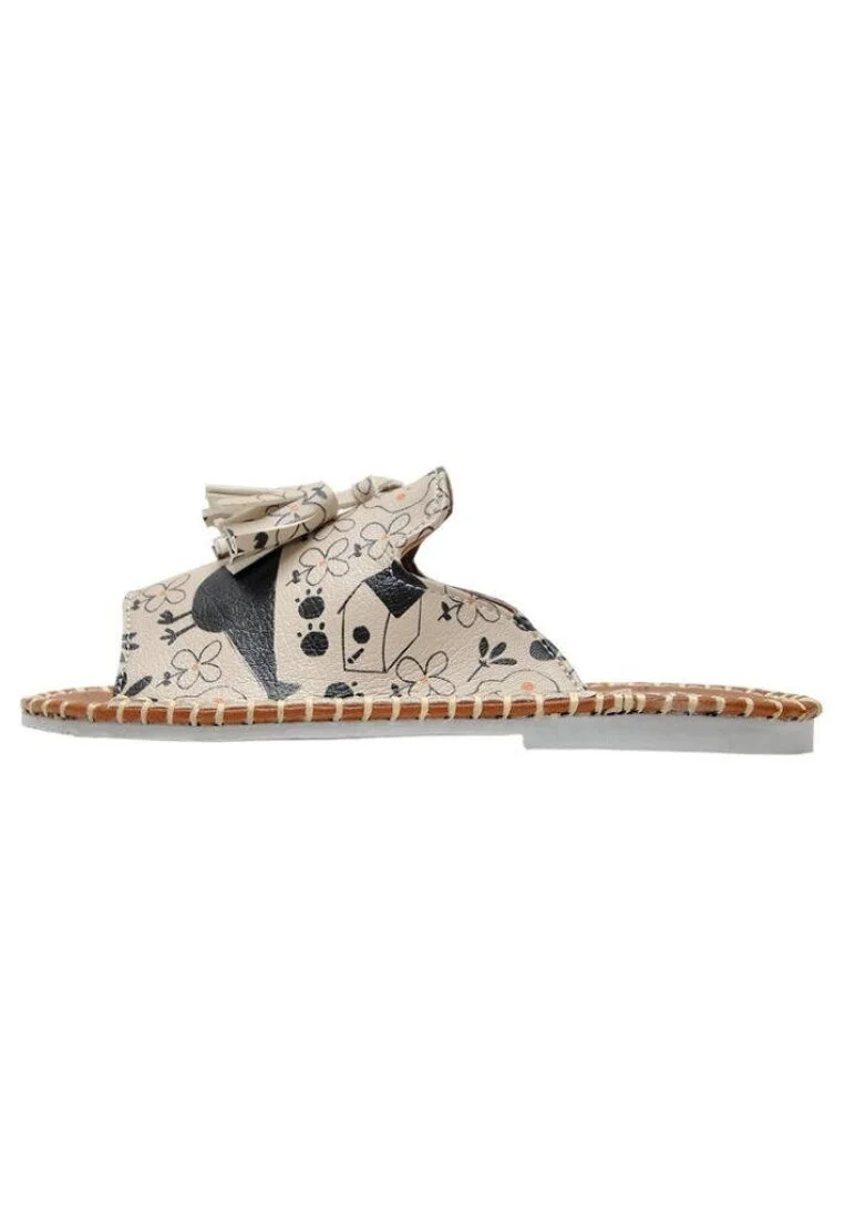 Enfants Cuir Vegan Beige Sandales - Go Home Motif
