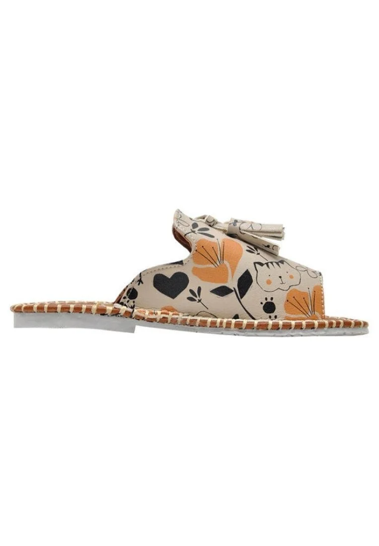 Enfants Cuir Vegan Beige Sandales - Go Home Motif