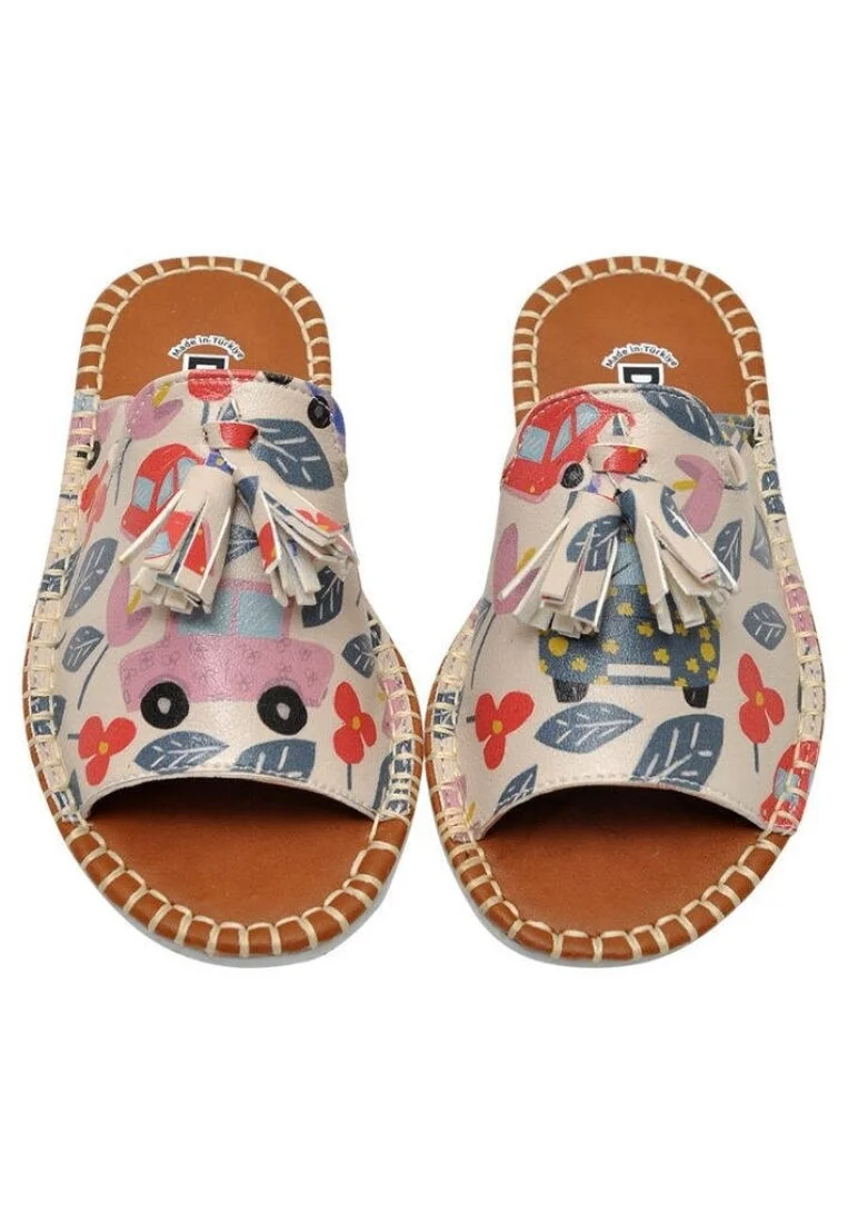 Enfants Cuir Vegan Beige Sandales - For Girl Motif