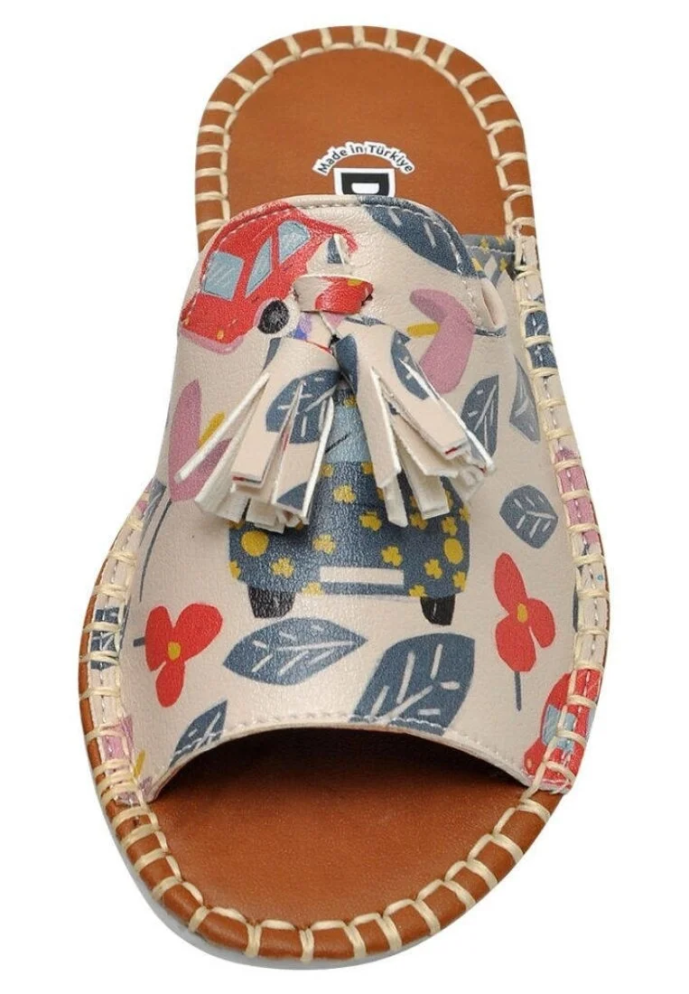 Enfants Cuir Vegan Beige Sandales - For Girl Motif