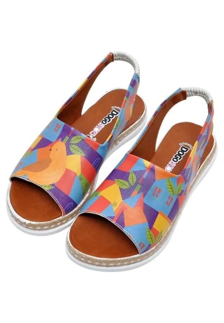 Enfants Cuir Vegan Multicolore Des Sandales - Minicity Motif
