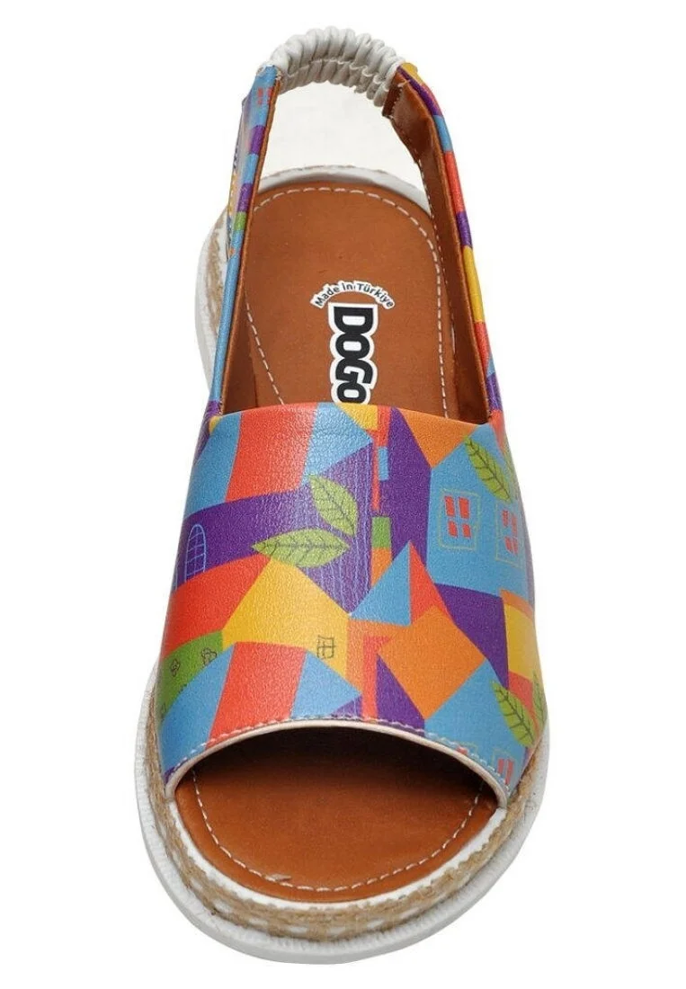 Enfants Cuir Vegan Multicolore Des Sandales - Minicity Motif