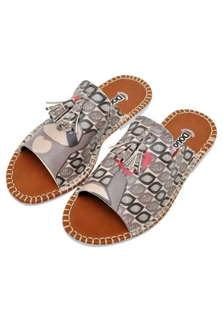 Enfants Cuir Vegan Gris Sandales - Hi Darling Motif