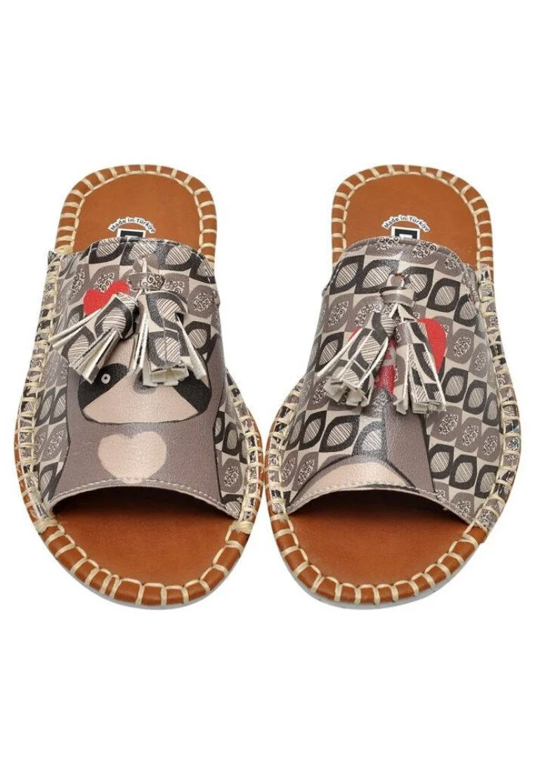 Enfants Cuir Vegan Gris Sandales - Hi Darling Motif