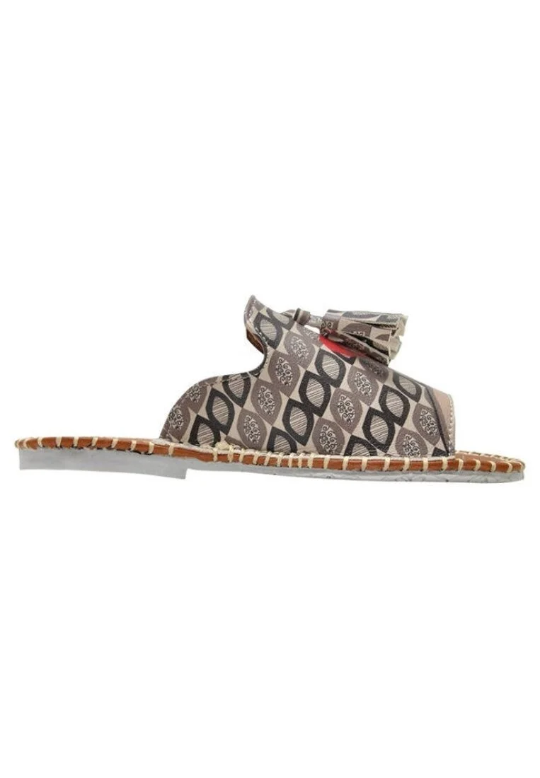 Enfants Cuir Vegan Gris Sandales - Hi Darling Motif