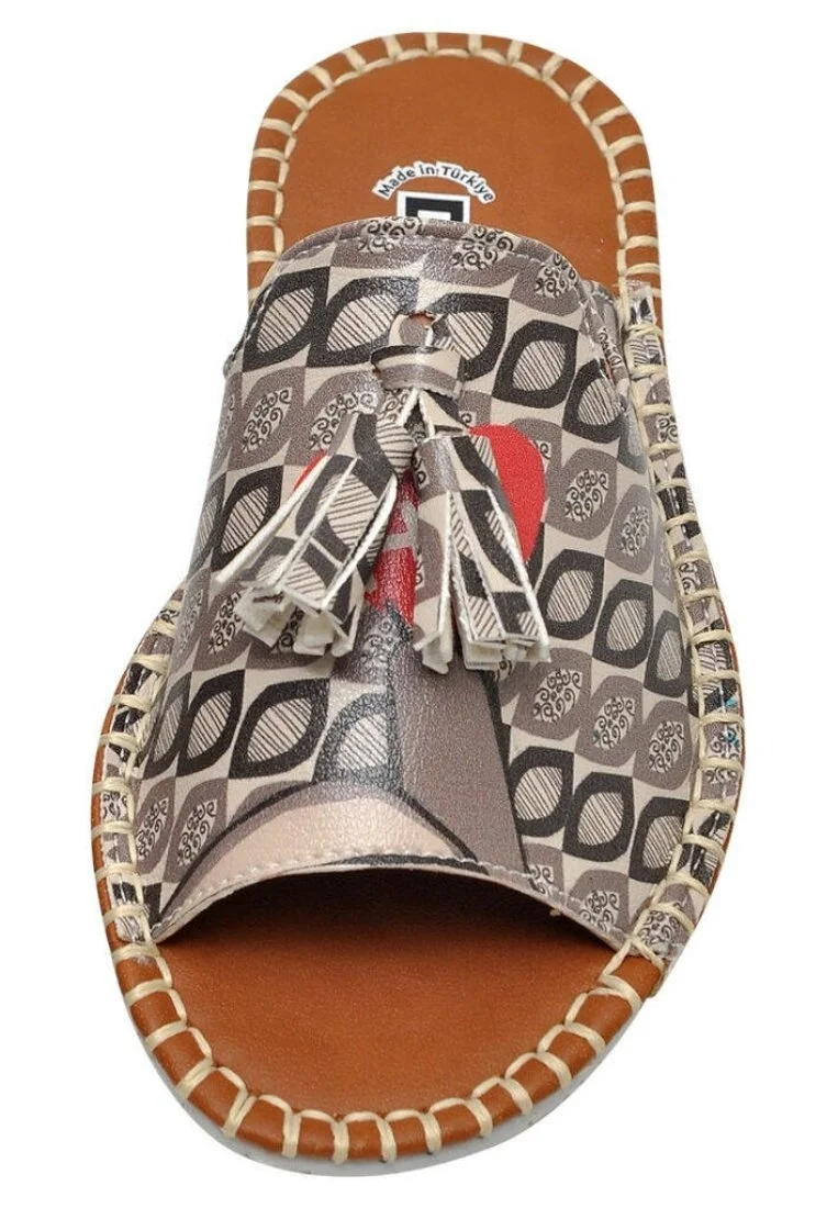 Enfants Cuir Vegan Gris Sandales - Hi Darling Motif