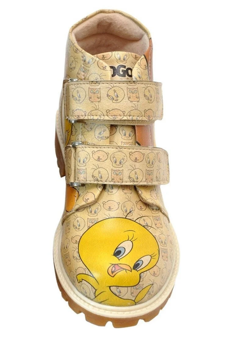 Enfants Cuir Vegan Jaune Bottes - Warner Bros Tweety Moods Motif